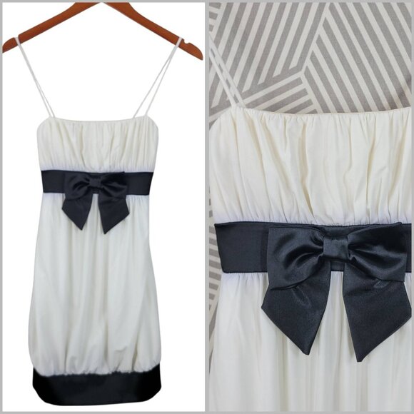 Vintage Y2K Prom Dance Dress Small Medium Evening event Mini Satin Bubble White - Picture 1 of 7